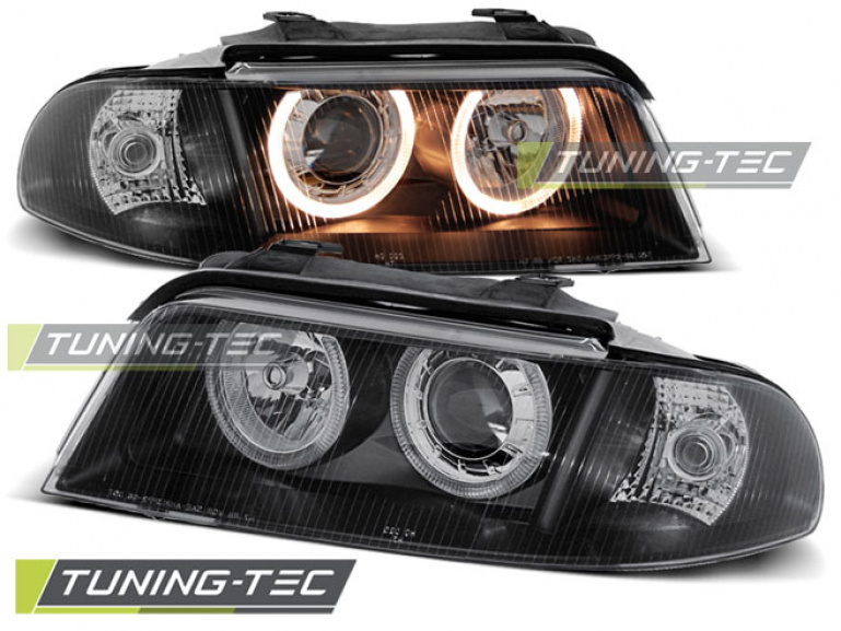 Upgrade Design Angel Eyes Scheinwerfer für Audi A4 B5 Facelift 99-00 schwarz